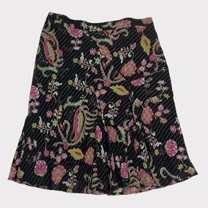 Vintage Floral Pinstripe Midi Skirt
